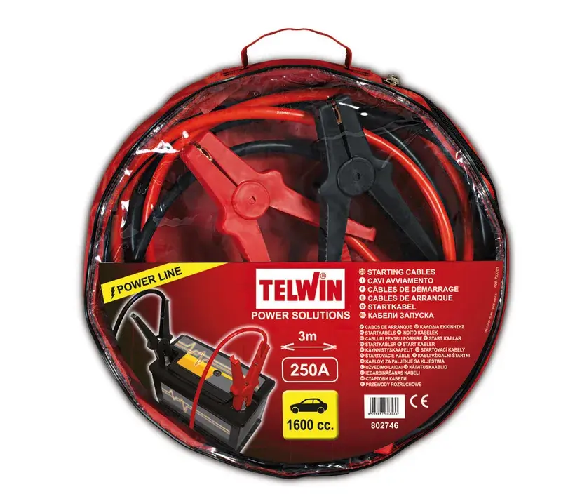 Startkablar 3 m Ø16 mm 250 A utan testare för personbil